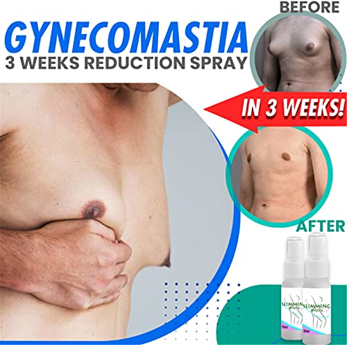 3PCS Gynecomastia 3 Weeks Cellulite Reduction Spray, Espray de Celulitis de Mama Masculina, Espray de Celulitis de Reducción de Ginecomastia, Espray Quemador De Grasa de 30 Ml para el Vientre