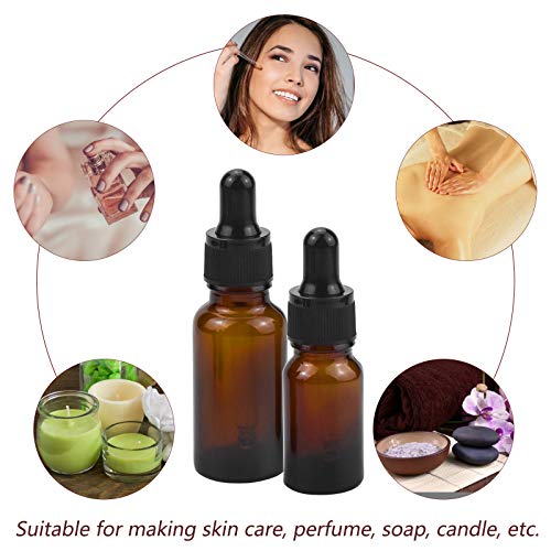 4 Piezas Cuentagotas Cristal, Ámbar Frasco Gotero con Embudo para Aceite Esencial Masaje Laboratorio - 10 ml y 20 ml