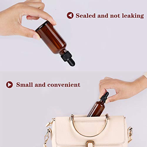 4 Piezas Cuentagotas Cristal, Ámbar Frasco Gotero con Embudo para Aceite Esencial Masaje Laboratorio - 10 ml y 20 ml