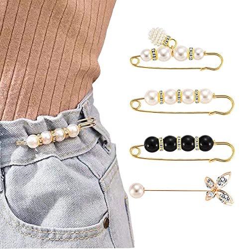 4 piezas de broches para damas, imperdibles, botones de perlas, broches de perlas, abrigos de chal, accesorios de vestir para damas y niñas