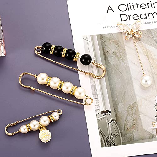 4 piezas de broches para damas, imperdibles, botones de perlas, broches de perlas, abrigos de chal, accesorios de vestir para damas y niñas