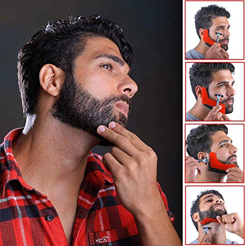 4 Piezas Plantilla de Barba Hombre Plantillas para Recortar Barba de Hombre Cuello Recto Línea de Corte de Pelo Plantilla para cuello de barba para Afeitado de barba, Contorneado o Líneas de Barba
