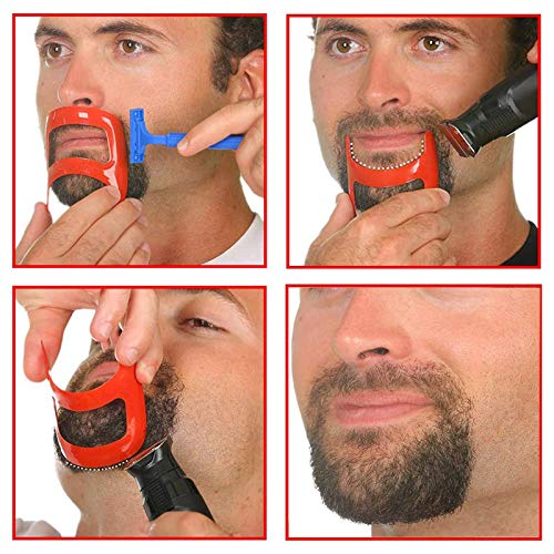 4 Piezas Plantilla de Barba Hombre Plantillas para Recortar Barba de Hombre Cuello Recto Línea de Corte de Pelo Plantilla para cuello de barba para Afeitado de barba, Contorneado o Líneas de Barba