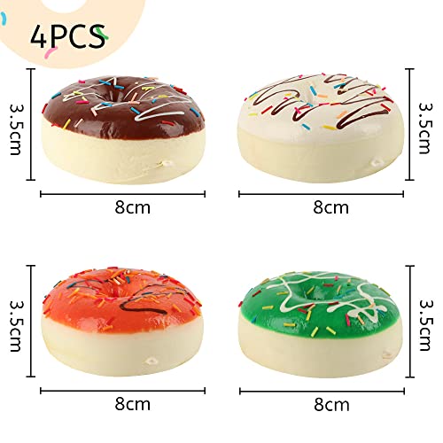 4 Piezas Squishy Gigante, ZoneYan Squishy Donut, Squishies Kawaii para Niños y Adultos, Squeeze Juguete Pack, 4 Colores, con un Aroma Cremoso, 8cm