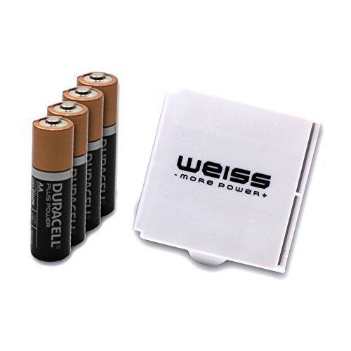 4 pilas Duracell Plus Power AA/Mignon, incluye caja protectora práctica para pilas de Weiss - More Power +