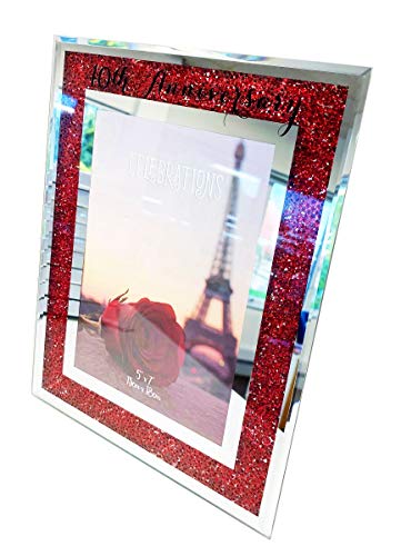 40 aniversario de boda marco de fotos rubí espejo cristal rojo diamante regalo