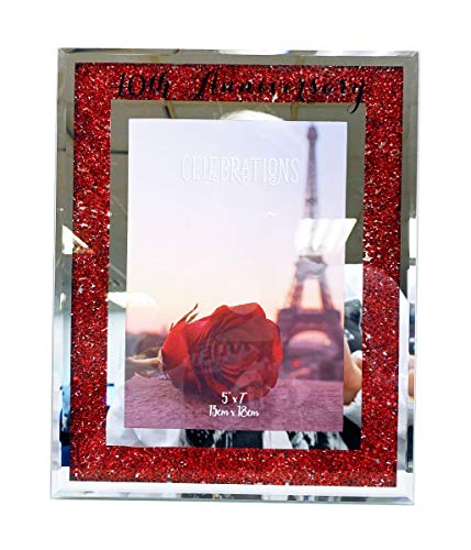 40 aniversario de boda marco de fotos rubí espejo cristal rojo diamante regalo