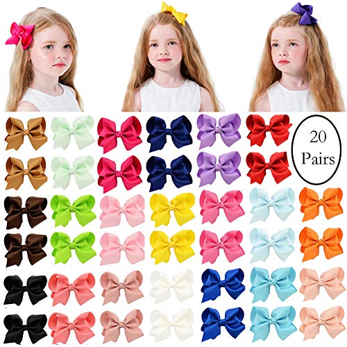 40pcs 4.5 pulgadas lazos de pelo clips cocodrilo cinta grogrén accesorios de pelo moda para bebés niños pequeños adolescentes regalos en pares