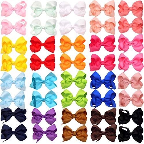40pcs 4.5 pulgadas lazos de pelo clips cocodrilo cinta grogrén accesorios de pelo moda para bebés niños pequeños adolescentes regalos en pares