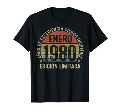 42 Años Cumpleaños Hombre Mujer Vintage Nacido En Enero 1980 Camiseta