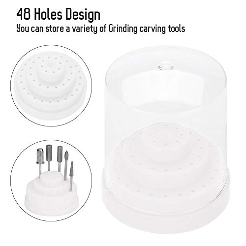 48 Hoyos Titular de Taladro de Clavo, Plástica brocas de almacenamiento caja para molienda jefes, exhibición de la máquina, esmalte de uñas(White)
