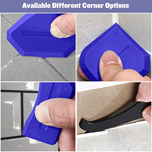 5 en 1 Eliminador Aplicador Silicona Herramienta Kit 15PCS, Lanpard Rascador Juntas Azulejos Acero Inoxidable Rascador Quita Silicona para Baño con Canulas Silicona y Bolsa