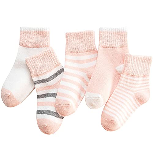 5 Pares de Calcetines de Invierno para bebés, niños, Oso de Dibujos Animados, Primavera otoño, algodón, Transpirable, Mantener el Piso Caliente, Calcetines Antideslizantes para niñas -a66-4-8years