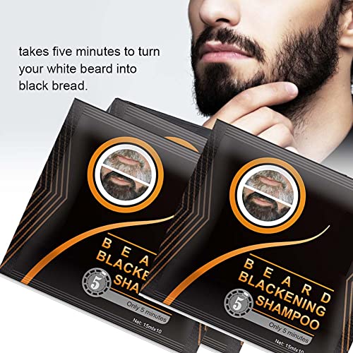 5 piezas de champú para barba, tinte para barba, tinte para ennegrecimiento de barba, negro natural, solo 5 minutos (75 ml)