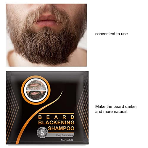 5 piezas de champú para barba, tinte para barba, tinte para ennegrecimiento de barba, negro natural, solo 5 minutos (75 ml)