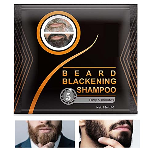 5 piezas de champú para barba, tinte para barba, tinte para ennegrecimiento de barba, negro natural, solo 5 minutos (75 ml)