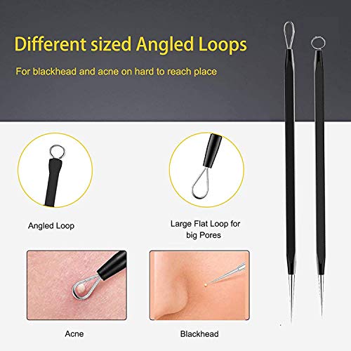 【5 piezas】Extractor de Puntos Negros Kit, Herramientas para eliminar puntos negros de Acné para Quita Espinillas Granos Comedones, Profesional Para Tratamiento de Puntos Negros
