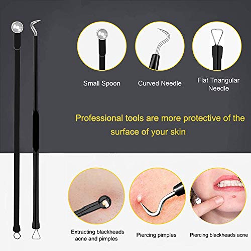 【5 piezas】Extractor de Puntos Negros Kit, Herramientas para eliminar puntos negros de Acné para Quita Espinillas Granos Comedones, Profesional Para Tratamiento de Puntos Negros
