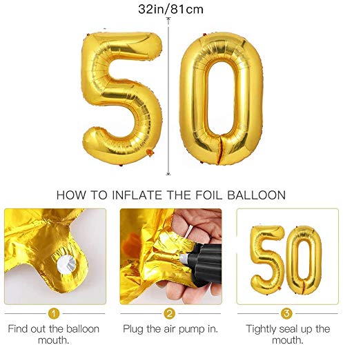 50 Cumpleaños Decoraciones 50 Años de Globos de Cumpleaños de Oro Negro Globos de Papel de Confeti de Látex Impresos 50 Globos de Cumpleaños para Adultos Hombres Mujeres