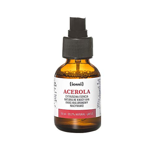 50 ml Acerola. Esencia facial cítrica con ácidos AHA naturales, Ácido Hialurónico y Niacinamide (Vitamina B). 99,2% Natural. Complemento hidratante e iluminante a suero o crema facial.