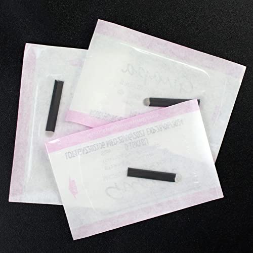 50 piezas Tebori Desechable Microblading18U nano 0.16mm Agujas de tatuaje de cejas agujas de acero hoja de Maquillaje Permanente (18U-0.16mm)