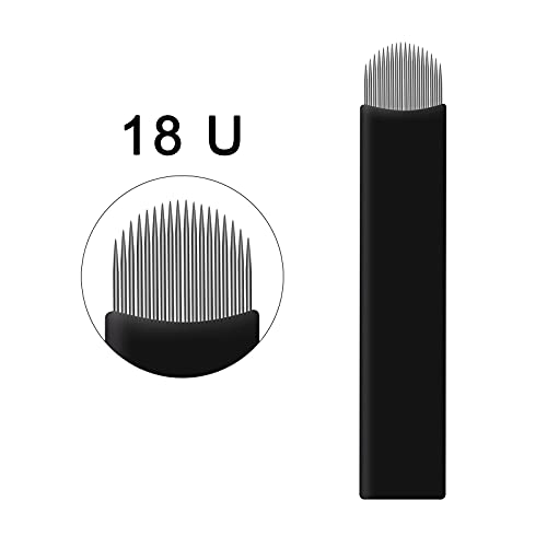 50 piezas Tebori Desechable Microblading18U nano 0.16mm Agujas de tatuaje de cejas agujas de acero hoja de Maquillaje Permanente (18U-0.16mm)