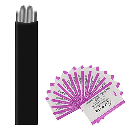 50 piezas Tebori Desechable Microblading18U nano 0.16mm Agujas de tatuaje de cejas agujas de acero hoja de Maquillaje Permanente (18U-0.16mm)