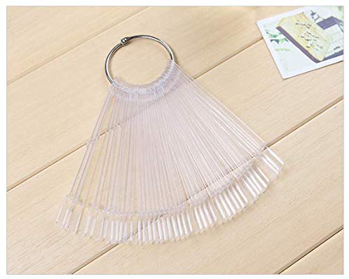 50pcs Uñas Falsa Muestras Mostrador Display Exhibidor de Uñas Postizas para Pintar Uñas Practicas Arte de Uñas Tips Expositor Muestras de Esmalte Uñas Color Transparente con Anillo