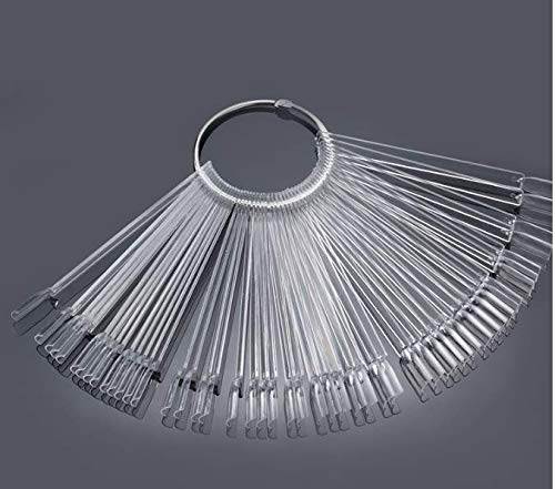 50pcs Uñas Falsa Muestras Mostrador Display Exhibidor de Uñas Postizas para Pintar Uñas Practicas Arte de Uñas Tips Expositor Muestras de Esmalte Uñas Color Transparente con Anillo