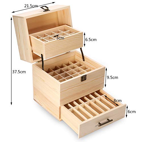 59 Slots Aceite esencial Caja de almacenamiento de madera Caja de aceite Organizador Contenedor Aromaterapia para llevar y almacenamiento en el hogar Pantalla