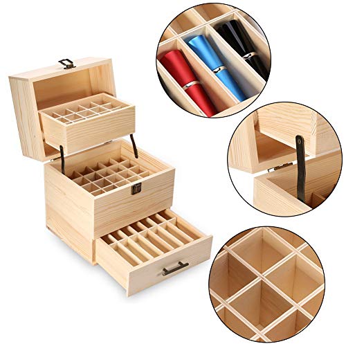59 Slots Aceite esencial Caja de almacenamiento de madera Caja de aceite Organizador Contenedor Aromaterapia para llevar y almacenamiento en el hogar Pantalla