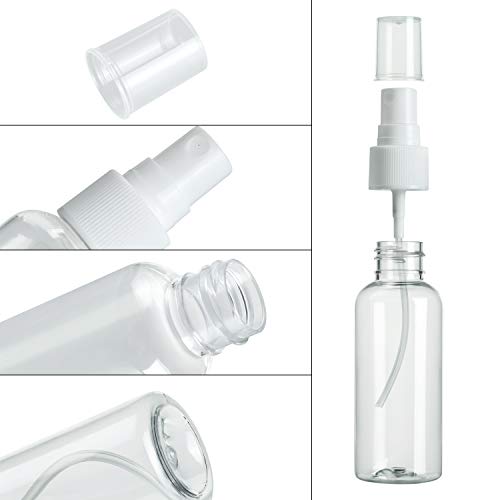 6 botellas de spray de 20 ml, pequeñas botellas rociadoras vacías de tamaño viaje y transparentes para perfume, aceite de cocina con 2 embudos y 12 etiquetas