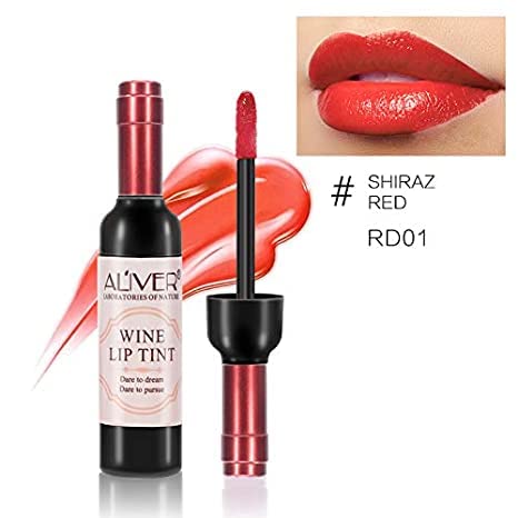 6 colores / juego de lápiz labial de vino, tinte de labios de vino, tinte de brillo de labios impermeable de larga duración mate, ligereza sedosa