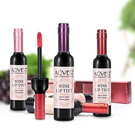 6 colores / juego de lápiz labial de vino, tinte de labios de vino, tinte de brillo de labios impermeable de larga duración mate, ligereza sedosa