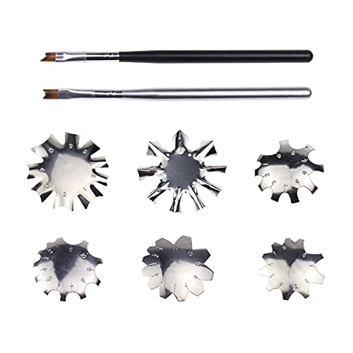 6 herramientas de corte de línea de sonrisa francesa, de acero inoxidable, para manicura y bordes, plantillas con 2 pinceles de uñas francesas, herramienta de manicura