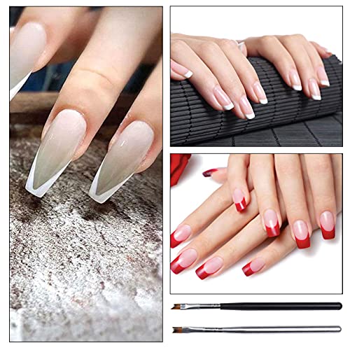 6 herramientas de corte de línea de sonrisa francesa, de acero inoxidable, para manicura y bordes, plantillas con 2 pinceles de uñas francesas, herramienta de manicura