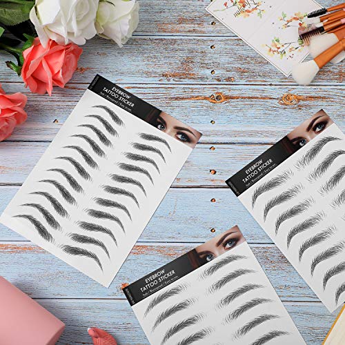 6 Hojas Cejas 4D Auténticas como Cabello Pegatinas Tatuaje de Cejas Impermeables Pegatinas de Transferencia de Cejas Pegatina de Maquillaje de Cejas en Estilo de Arco, 66 Pares (Estilos Clásicos)