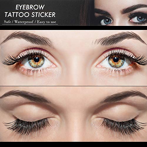 6 Hojas de Pegatinas de Tatuajes de Cejas Impermeables Similares al Cabello 4D Pegatinas de Transferencias de Cejas Pegatina con Forma de Aseo en Estilo Arco, 66 Pares (Ceja de Arco Alto, Negro)