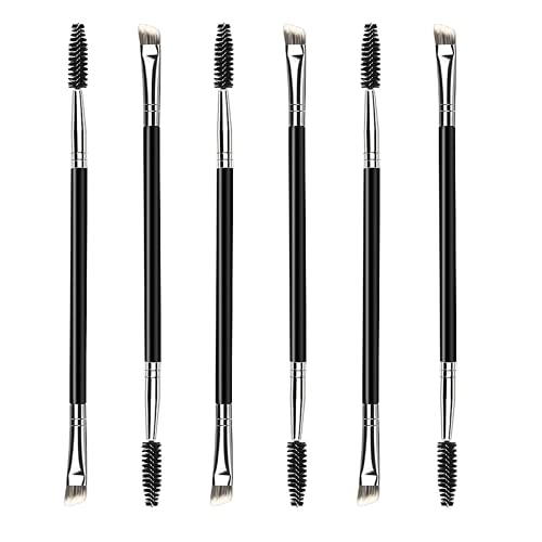 6 Peças Cepillo de Cejas Doble Extremo, Linea Oblicua Cepillos de Cejas, Injerto Varitas Rimel Cepillos Traje, Espiral Cosmético Pincel de Pestanas, Mascarilla de Maquillaje Herramienta de Belleza