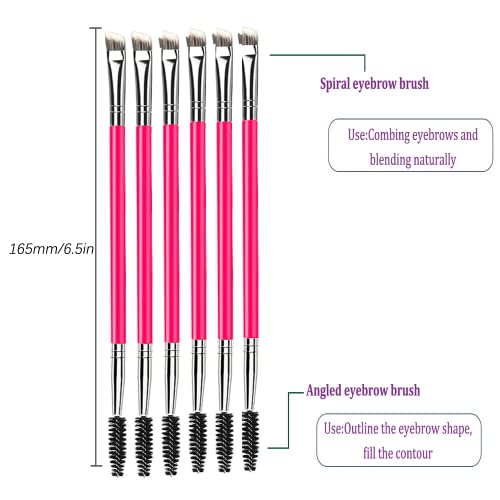 6 Peças Cepillo de Cejas Doble Extremo, Linea Oblicua Cepillos de Cejas, Injerto Varitas Rimel Cepillos Traje, Espiral Cosmético Pincel de Pestanas, Mascarilla de Maquillaje Herramienta de Belleza