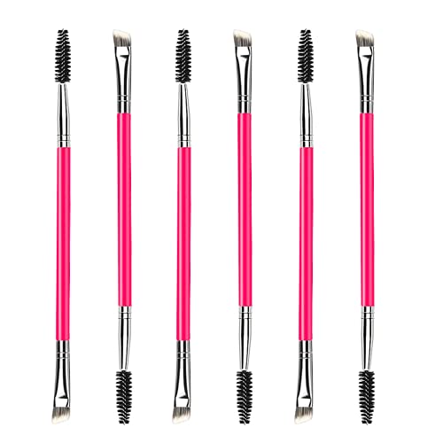 6 Peças Cepillo de Cejas Doble Extremo, Linea Oblicua Cepillos de Cejas, Injerto Varitas Rimel Cepillos Traje, Espiral Cosmético Pincel de Pestanas, Mascarilla de Maquillaje Herramienta de Belleza