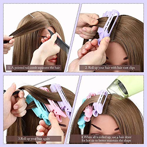 6 Piezas Clips para la Raíz del Cabello, Rulos para el Pelo Voluminización Esponjoso Natural Herramienta de Peinado Rizado Rodillo de Salón para Mujeres, Damas y Niñas (Púrpura)