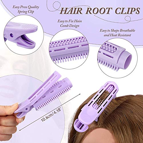 6 Piezas Clips para la Raíz del Cabello, Rulos para el Pelo Voluminización Esponjoso Natural Herramienta de Peinado Rizado Rodillo de Salón para Mujeres, Damas y Niñas (Púrpura)