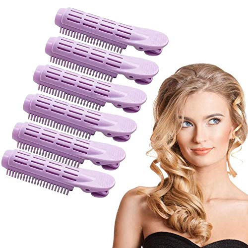 6 Piezas Clips para la Raíz del Cabello, Rulos para el Pelo Voluminización Esponjoso Natural Herramienta de Peinado Rizado Rodillo de Salón para Mujeres, Damas y Niñas (Púrpura)