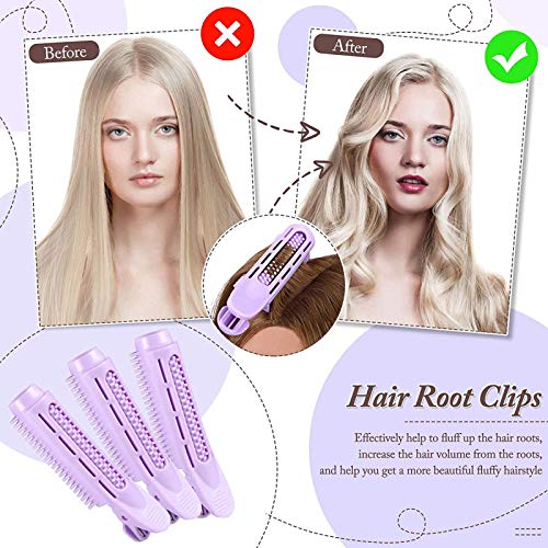 6 Piezas Clips para la Raíz del Cabello, Rulos para el Pelo Voluminización Esponjoso Natural Herramienta de Peinado Rizado Rodillo de Salón para Mujeres, Damas y Niñas (Púrpura)