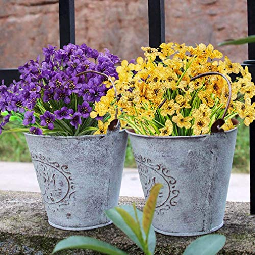 6 Piezas Flores Violeta Artificiales, Plantas Decorativas de Interior y Exterior,Resistentes a los Rayos UV,no se decoloran, para jardín, hogar, Boda, Granja decoración (Púrpura)