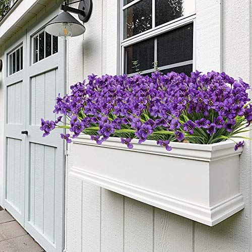 6 Piezas Flores Violeta Artificiales, Plantas Decorativas de Interior y Exterior,Resistentes a los Rayos UV,no se decoloran, para jardín, hogar, Boda, Granja decoración (Púrpura)
