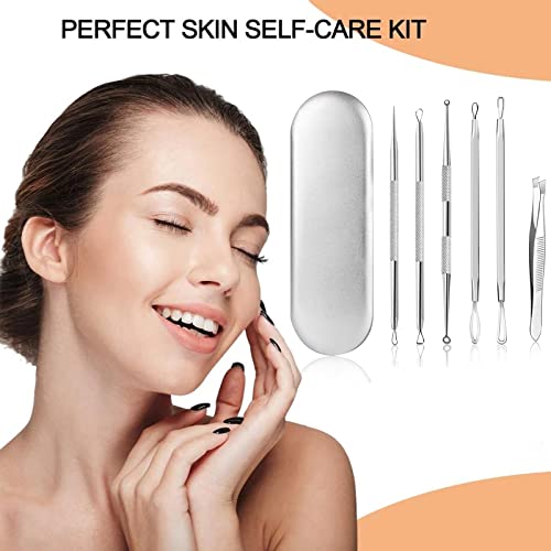 6 piezas Kit Blackhead Remover,Extractor de Acné Eliminación Puntos Negros para la Piel Facial,Quita Espinillas Negros Comedones Herramientas