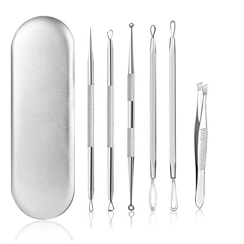 6 piezas Kit Blackhead Remover,Extractor de Acné Eliminación Puntos Negros para la Piel Facial,Quita Espinillas Negros Comedones Herramientas