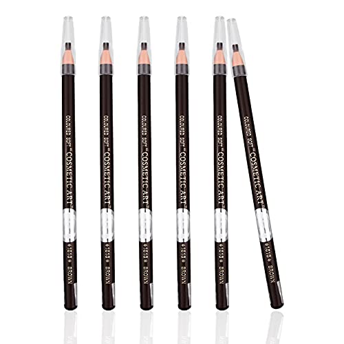 6 piezas Lapiz de Cejas Permanente de lápiz peel-off impermeable para Microblading marcado de contornos y tatuajes de Maquillaje Permanente (Marrón)